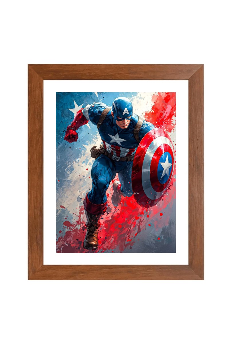 AI Funny AI Funny Captain America Art Picture for Kids Art Picture for Kids - 10x14 inches, Brown Color - Perfect Wall Decor for Children's Room