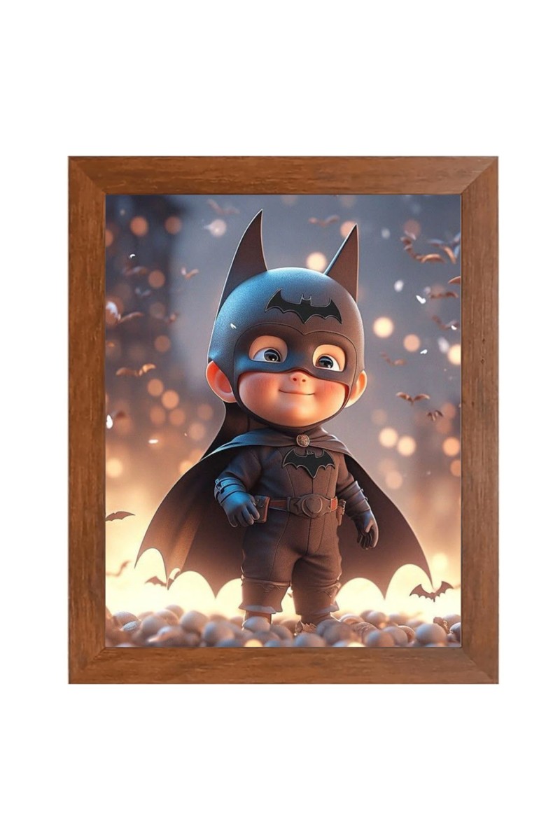AI Funny AI Funny Cute baby Batman Art Picture for Kids Art Picture for Kids - 10x14 inches, Brown Color - Perfect Wall Decor for Children's Room