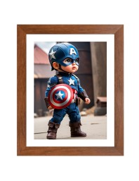AI Funny AI Funny cute baby captain america Art Picture for Kids Art Picture for Kids - 10x14 inches, Brown Color - Perfect Wall Decor for Children's Room