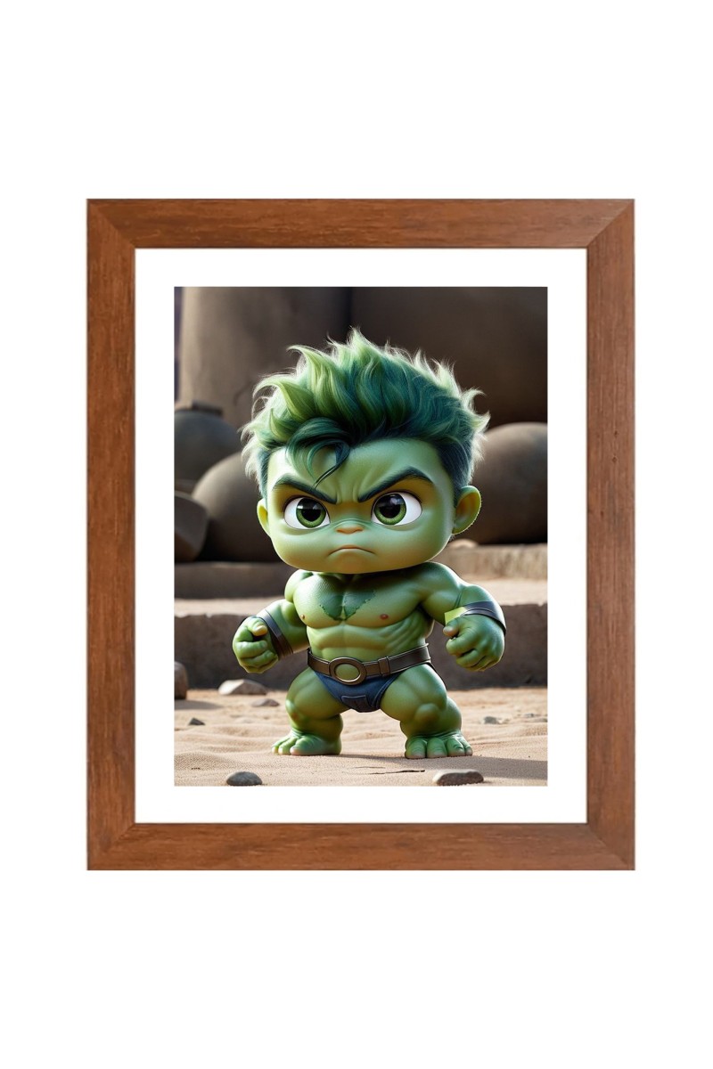 AI Funny AI Funny cute baby Hulk Art Picture for Kids Art Picture for Kids - 10x14 inches, Brown Color - Perfect Wall Decor for Children's Room