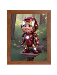 AI Funny AI Funny cute baby Iron Man  Art Picture for Kids Art Picture for Kids - 10x14 inches, Brown Color - Perfect Wall Decor for Children's Room