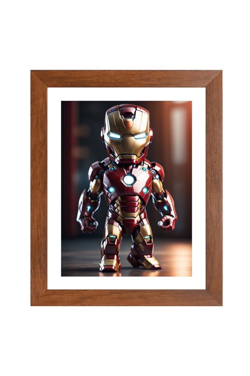 AI Funny AI Funny cute baby Iron Man  Art Picture for Kids Art Picture for Kids - 10x14 inches, Brown Color - Perfect Wall Decor for Children's Room