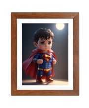 AI Funny AI Funny cute baby Superman  Art Picture for Kids Art Picture for Kids - 10x14 inches, Brown Color - Perfect Wall Decor for Children's Room