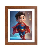 AI Funny AI Funny cute baby Superman  Art Picture for Kids Art Picture for Kids - 10x14 inches, Brown Color - Perfect Wall Decor for Children's Room