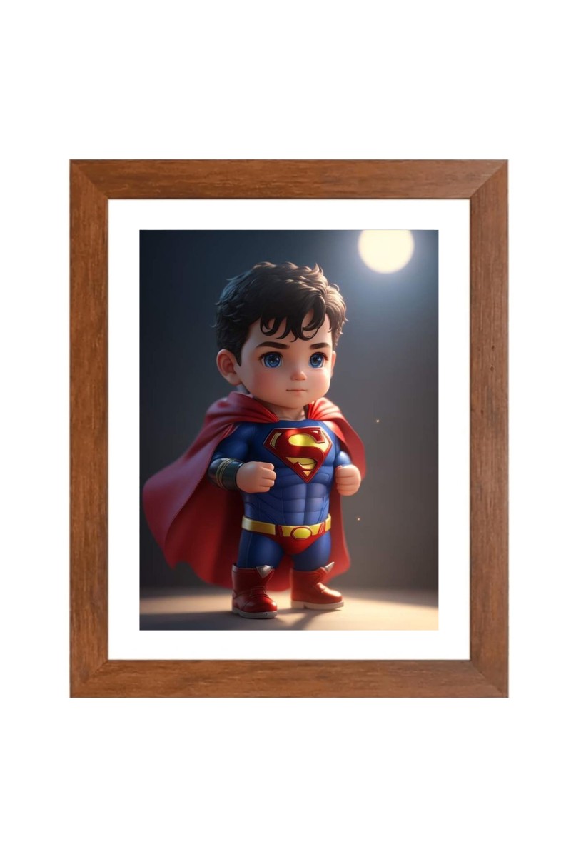 AI Funny AI Funny cute baby Superman  Art Picture for Kids Art Picture for Kids - 10x14 inches, Brown Color - Perfect Wall Decor for Children's Room