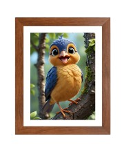 AI Funny AI Funny Cute Bird On Tree  Art Picture for Kids Art Picture for Kids - 10x14 inches, Brown Color - Perfect Wall Decor for Children's Room