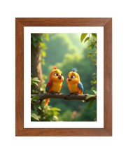 AI Funny AI Funny Cute Bird On Tree  Art Picture for Kids Art Picture for Kids - 10x14 inches, Brown Color - Perfect Wall Decor for Children's Room