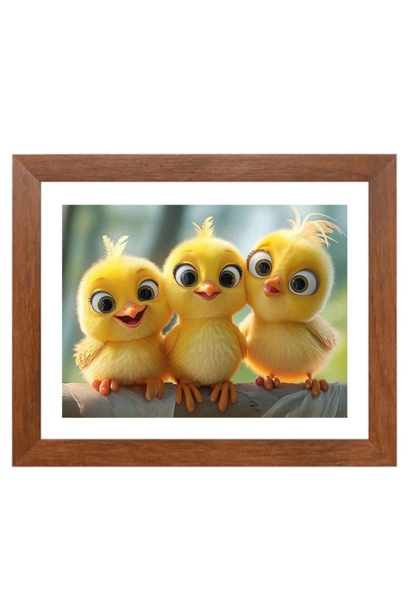 AI Funny AI Funny Cute Birds On Tree  Art Picture for Kids Art Picture for Kids - 10x14 inches, Brown Color - Perfect Wall Decor for Children's Room