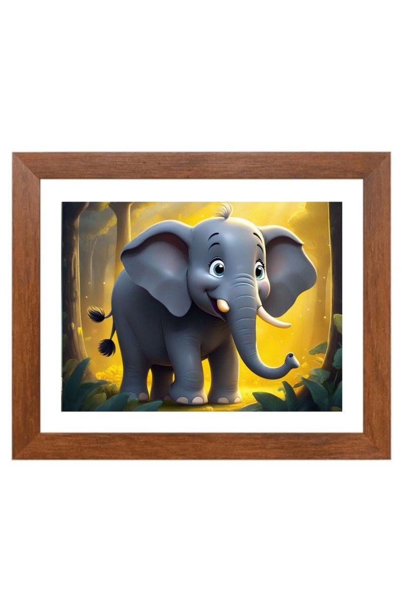 AI Funny AI Funny Cute Elephant  Art Picture for Kids Art Picture for Kids - 10x14 inches, Brown Color - Perfect Wall Decor for Children's Room