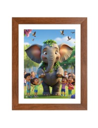 AI Funny AI Funny Cute Elephant With Kids Art Picture for Kids Art Picture for Kids - 10x14 inches, Brown Color - Perfect Wall Decor for Children's Room