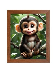AI Funny AI Funny Cute Monkey Art Picture for Kids Art Picture for Kids - 10x14 inches, Brown Color - Perfect Wall Decor for Children's Room
