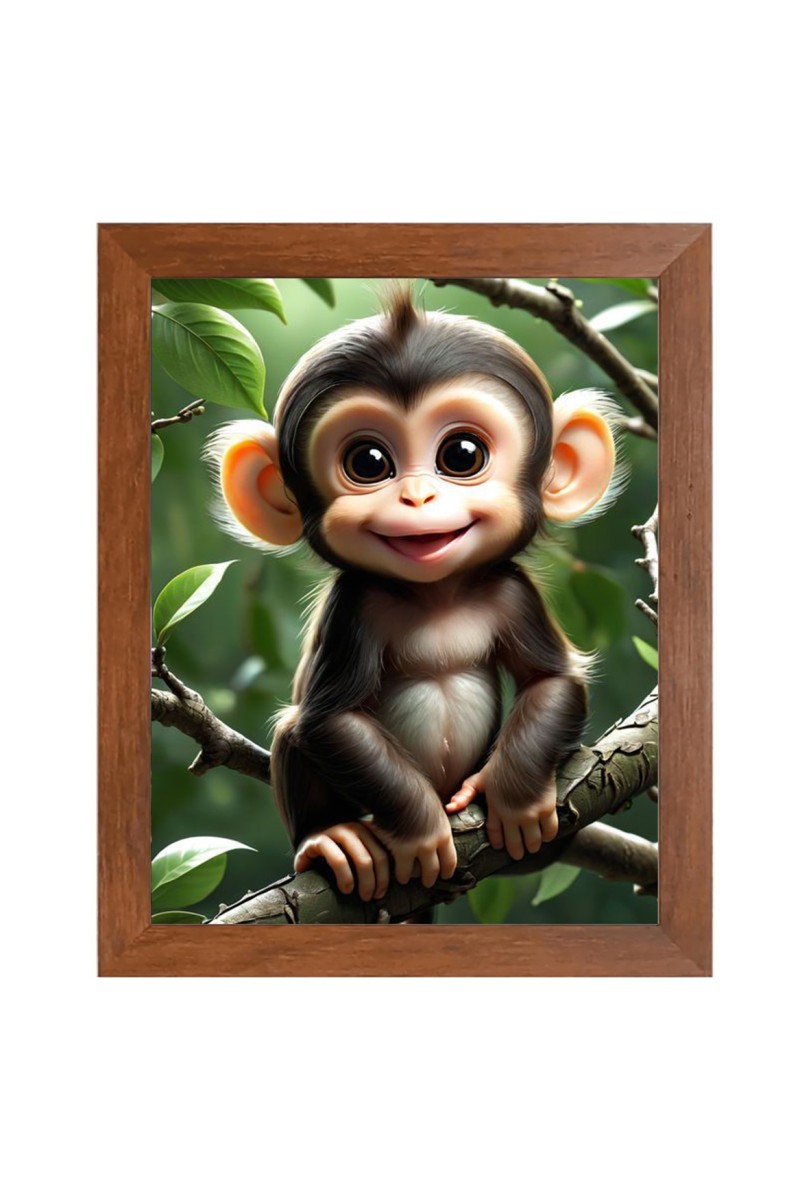 AI Funny AI Funny Cute Monkey Art Picture for Kids Art Picture for Kids - 10x14 inches, Brown Color - Perfect Wall Decor for Children's Room