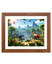 AI Funny AI Funny Dinosaurs  Art Picture for Kids Art Picture for Kids - 10x14 inches, Brown Color - Perfect Wall Decor for Children's Room