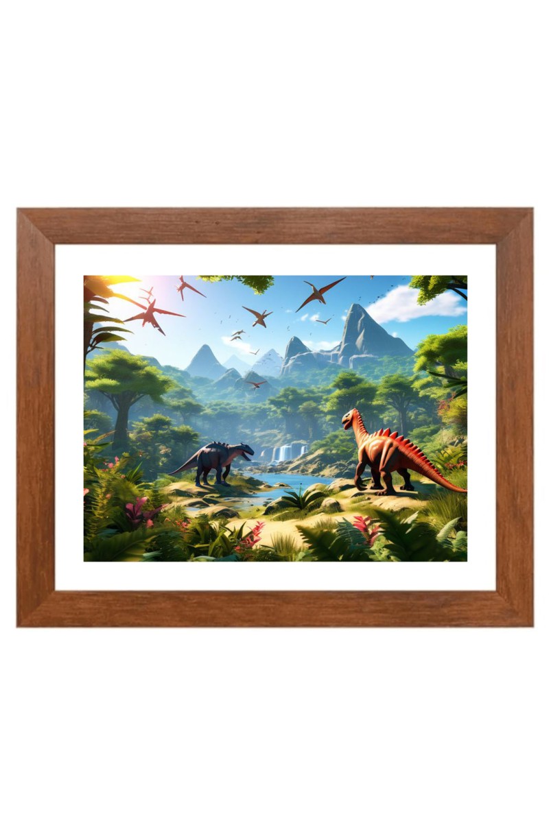 AI Funny AI Funny Dinosaurs  Art Picture for Kids Art Picture for Kids - 10x14 inches, Brown Color - Perfect Wall Decor for Children's Room