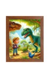 AI Funny AI Funny Dinosaurs with kid Art Picture for Kids Art Picture for Kids - 10x14 inches, Brown Color - Perfect Wall Decor for Children's Room