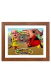 AI Funny AI Funny Motu patlu  Art Picture for Kids Art Picture for Kids - 10x14 inches, Brown Color - Perfect Wall Decor for Children's Room