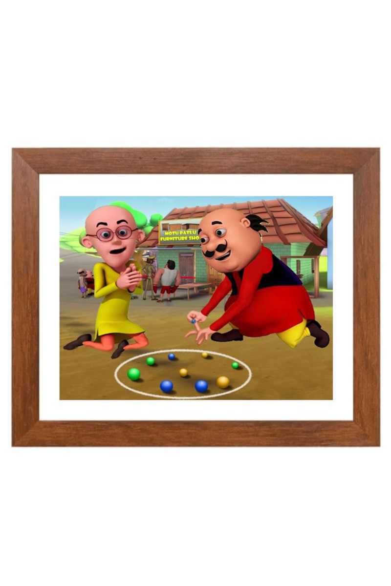 AI Funny AI Funny Motu patlu  Art Picture for Kids Art Picture for Kids - 10x14 inches, Brown Color - Perfect Wall Decor for Children's Room