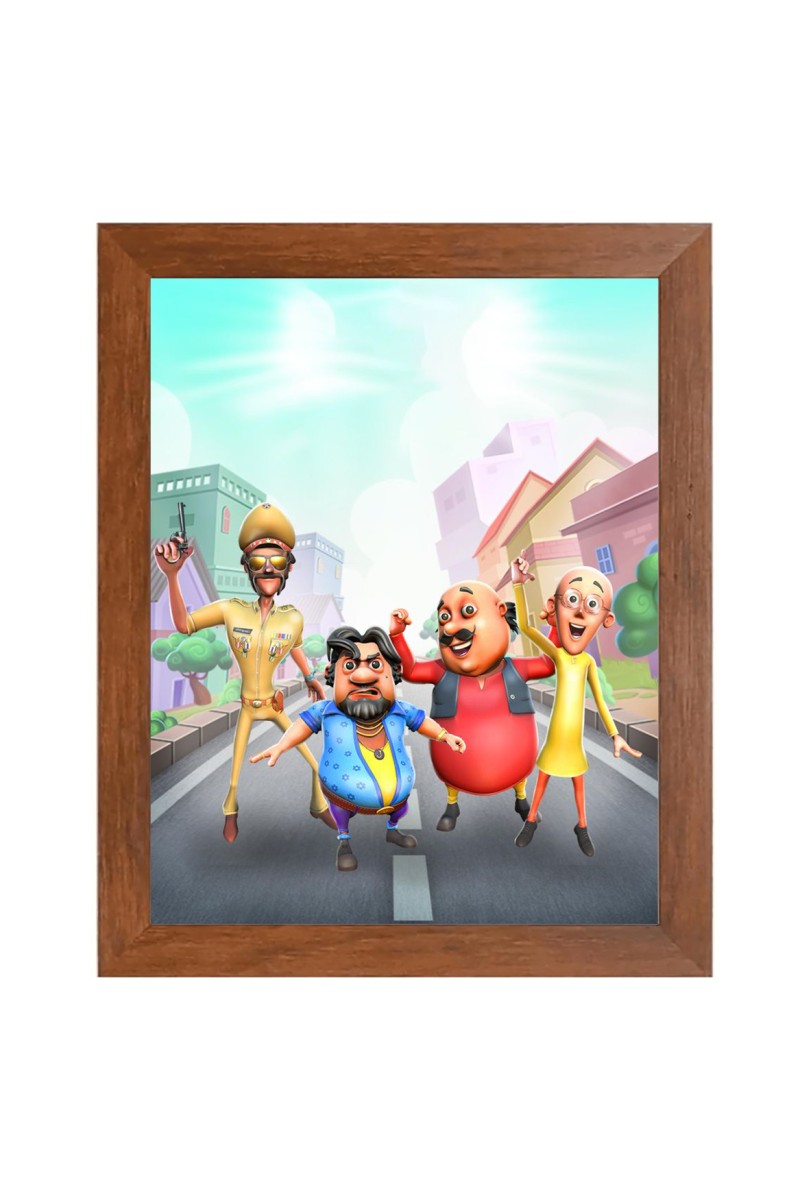 AI Funny AI Funny Motu patlu  Art Picture for Kids Art Picture for Kids - 10x14 inches, Brown Color - Perfect Wall Decor for Children's Room