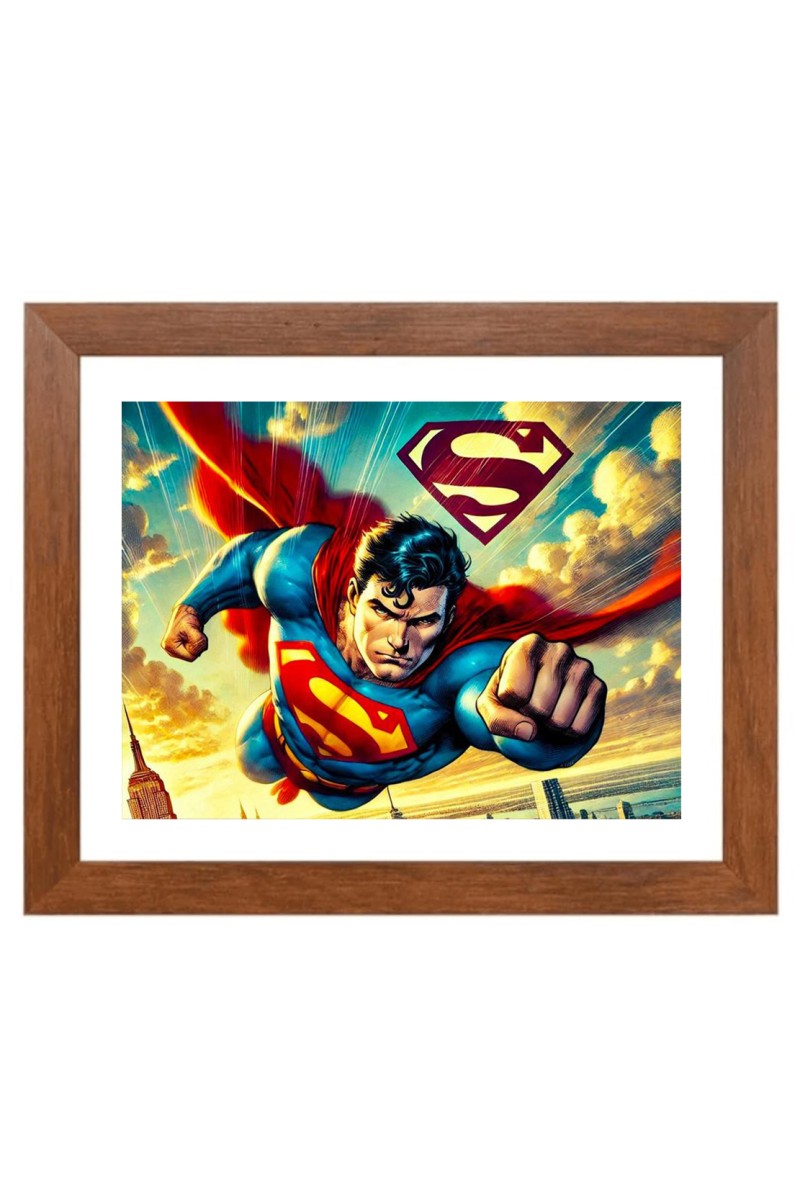 AI Funny AI Funny Superman Art Picture for Kids Art Picture for Kids - 10x14 inches, Brown Color - Perfect Wall Decor for Children's Room