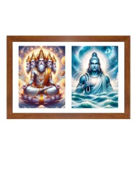 Lord bramha and varuna Photo Frame - 11x15Inches - Spiritual Artwork for Home Wall Decoration, Puja Room and Office Decoration and Gifting 