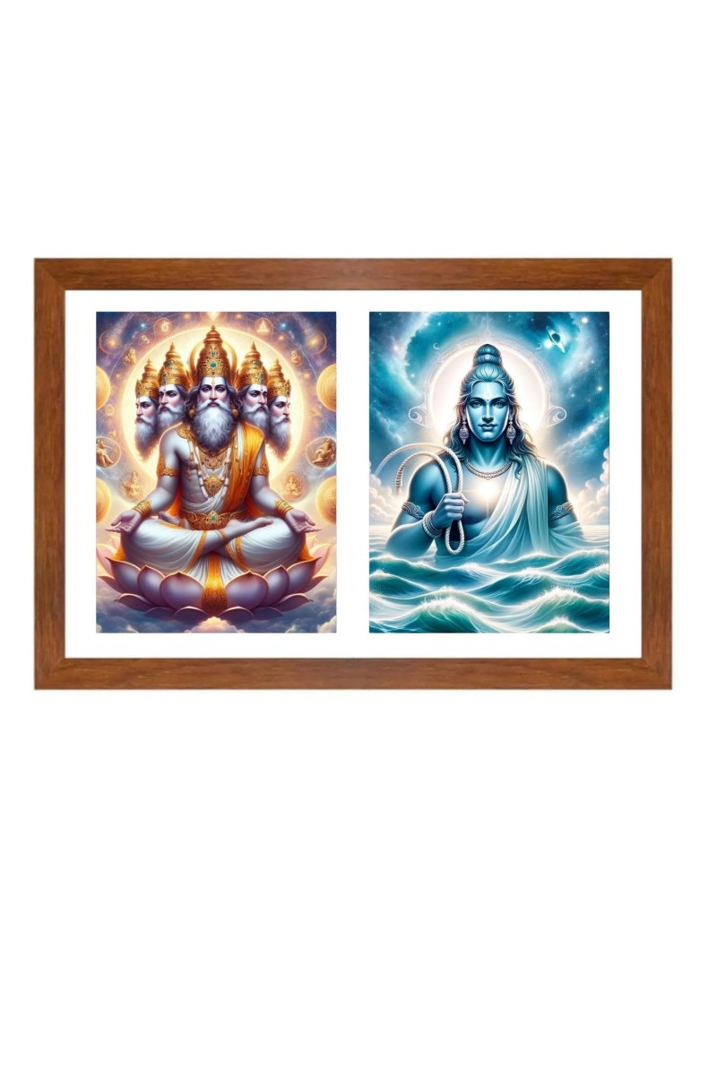 Lord bramha and varuna Photo Frame - 11x15Inches - Spiritual Artwork for Home Wall Decoration, Puja Room and Office Decoration and Gifting 