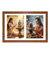 Worshipping lord shiva and lingam Photo Frame - 11x15Inches - Spiritual Artwork for Home Wall Decoration, Puja Room and Office Decoration and Gifting 