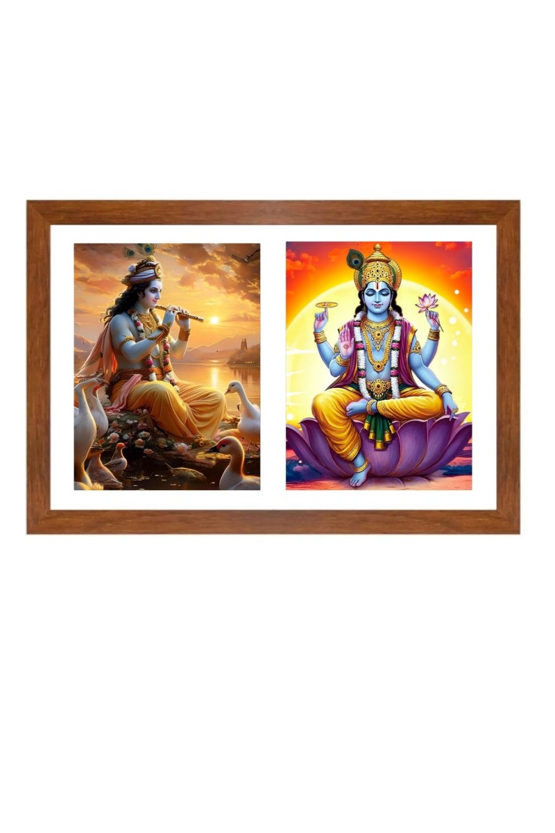 Lord krishna and vishnu Photo Frame - 11x15Inches - Spiritual Artwork for Home Wall Decoration, Puja Room and Office Decoration and Gifting 