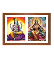Lord vishnu and goddess mahalakshmi Photo Frame - 11x15Inches - Spiritual Artwork for Home Wall Decoration, Puja Room and Office Decoration and Gifting 
