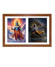 lord indra and vishnu Photo Frame - 11x15Inches - Spiritual Artwork for Home Wall Decoration, Puja Room and Office Decoration and Gifting 