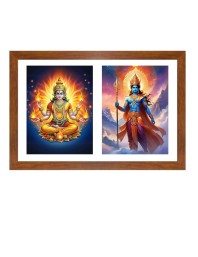Agni deva and indra Photo Frame - 11x15Inches - Spiritual Artwork for Home Wall Decoration, Puja Room and Office Decoration and Gifting 