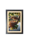 A bird guards its eggs on a tree branch  Photo Frame Funny Animal and Bird Cartoon Art, Black color, 11x15 Inch