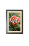 Two cute little birds inside the little flower  Photo Frame Funny Animal and Bird Cartoon Art, Black color, 11x15 Inch