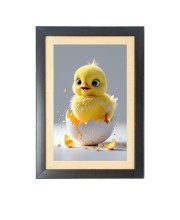 The baby chick is coming out of egg  Photo Frame Funny Animal and Bird Cartoon Art, Black color, 11x15 Inch