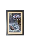 A brave Rabbit saves baby Fox from water  Photo Frame Funny Animal and Bird Cartoon Art, Black color, 11x15 Inch