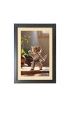 The funny cat is doing karate  Photo Frame Funny Animal and Bird Cartoon Art, Black color, 11x15 Inch