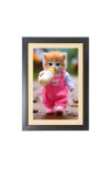 The cute cat is drinking bottle milk  Photo Frame Funny Animal and Bird Cartoon Art, Black color, 11x15 Inch