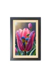 The colorful birds in the flower bud  Photo Frame Funny Animal and Bird Cartoon Art, Black color, 11x15 Inch