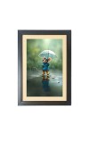 The mouse under umbrella  Photo Frame Funny Animal and Bird Cartoon Art, Black color, 11x15 Inch
