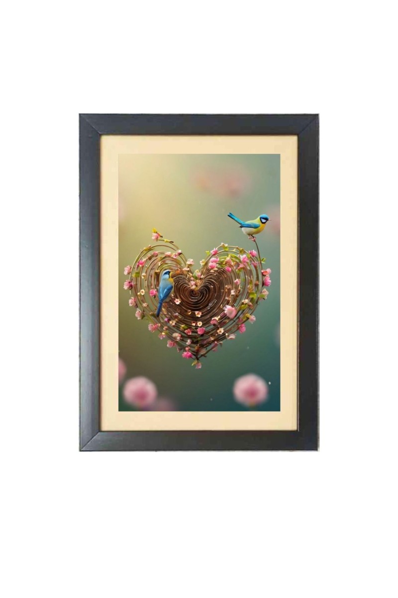 The beutiful birds  Photo Frame Funny Animal and Bird Cartoon Art, Black color, 11x15 Inch