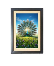 The beautiful peacock  Photo Frame Funny Animal and Bird Cartoon Art, Black color, 11x15 Inch