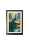 The beautiful peacock  Photo Frame Funny Animal and Bird Cartoon Art, Black color, 11x15 Inch