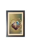 Love birds in a heart shaped nest  Photo Frame Funny Animal and Bird Cartoon Art, Black color, 11x15 Inch