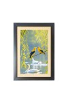 Love birds with swan  Photo Frame Funny Animal and Bird Cartoon Art, Black color, 11x15 Inch