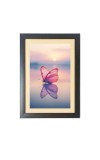 Beautiful butterfly flies in the sunset  Photo Frame Funny Animal and Bird Cartoon Art, Black color, 11x15 Inch