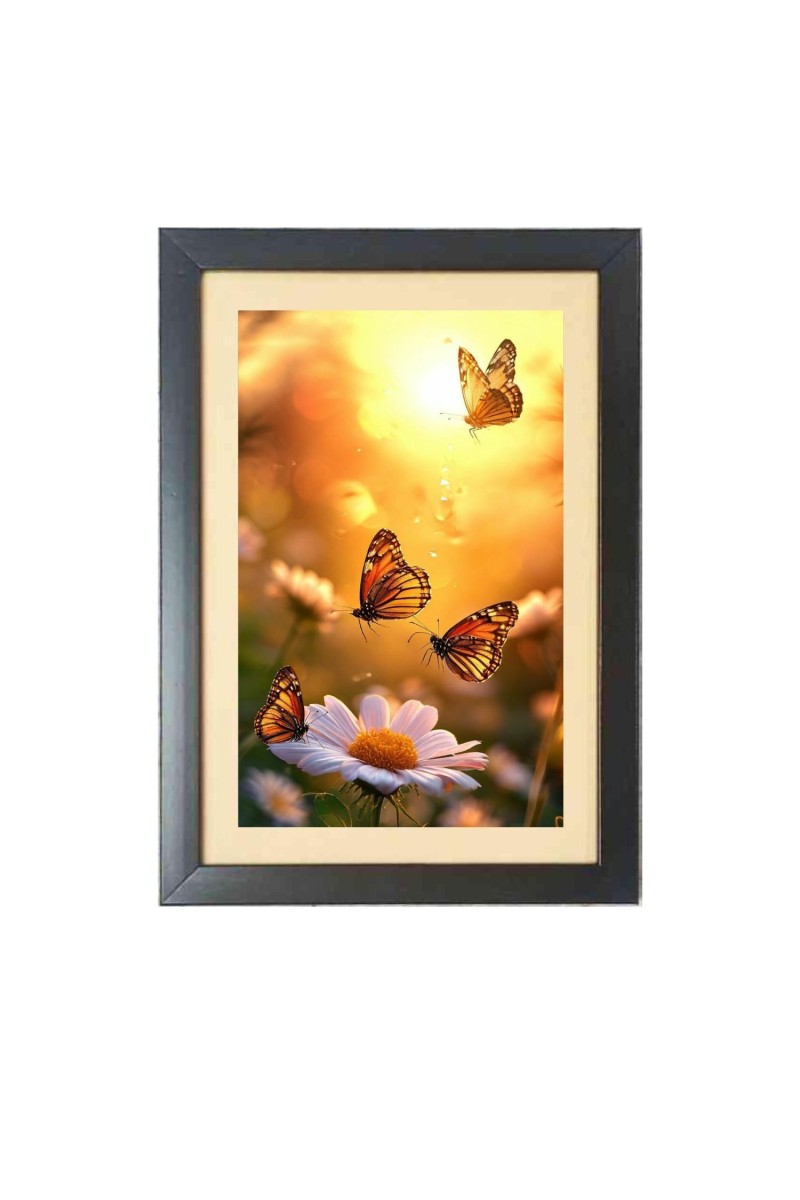 The beautiful butterflies  Photo Frame Funny Animal and Bird Cartoon Art, Black color, 11x15 Inch