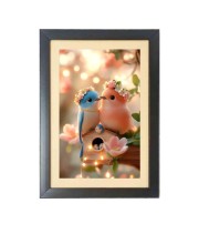 The bird couples  Photo Frame Funny Animal and Bird Cartoon Art, Black color, 11x15 Inch