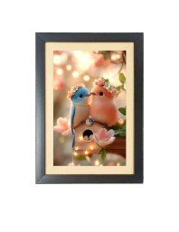 The bird couples  Photo Frame Funny Animal and Bird Cartoon Art, Black color, 11x15 Inch