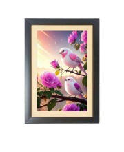The colorful birds  Photo Frame Funny Animal and Bird Cartoon Art, Black color, 11x15 Inch