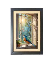 The colorful bird  Photo Frame Funny Animal and Bird Cartoon Art, Black color, 11x15 Inch
