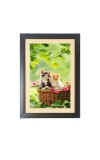 The two cats are sitting on the basket  Photo Frame Funny Animal and Bird Cartoon Art, Black color, 11x15 Inch